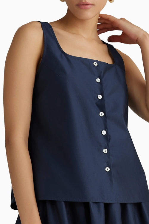Navy Blue Sleeveless Top