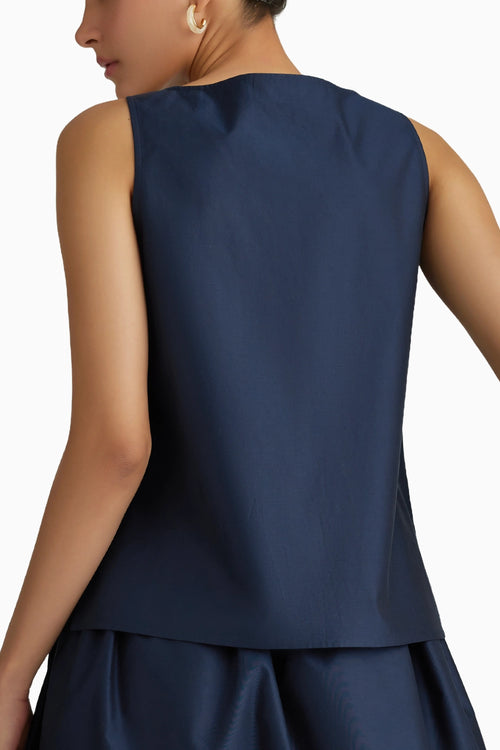 Navy Blue Sleeveless Top