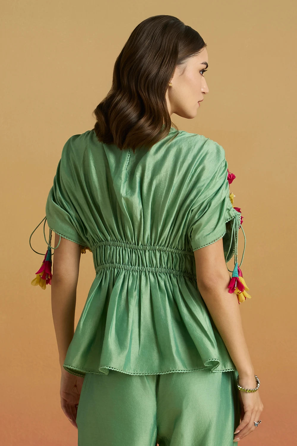Sage Green 3D Floral Applique Amaryllis Top