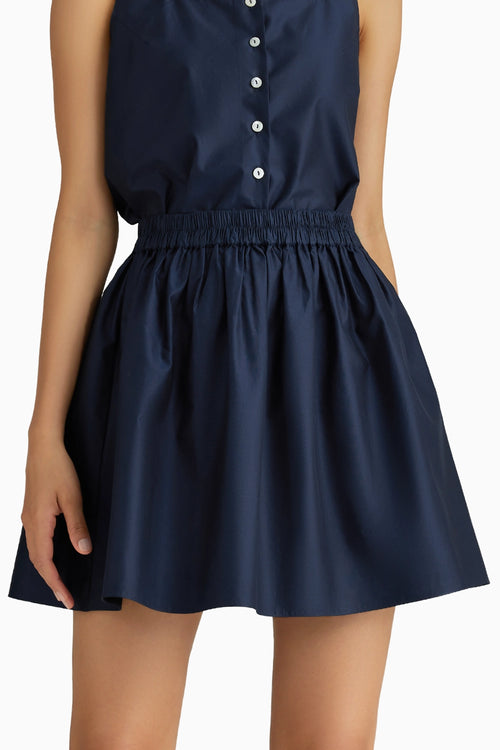 Navy Blue Cotton Mini Skirt