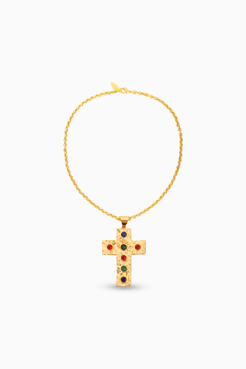 Mob Wife Studded Cross Choker