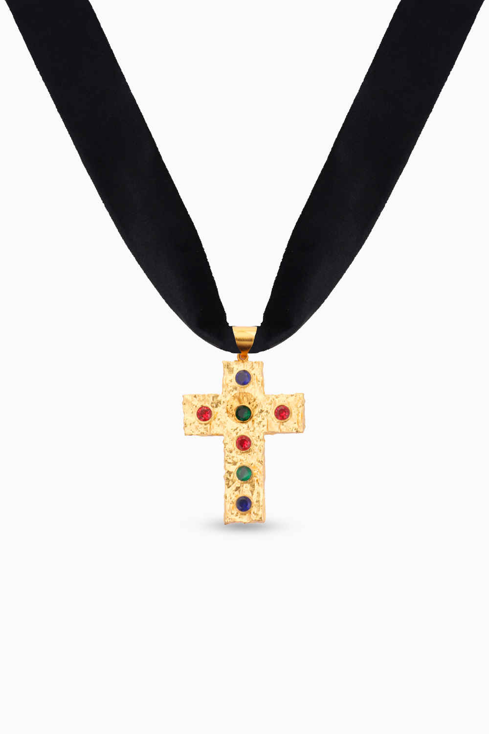 Mob Wife Studded Cross Choker