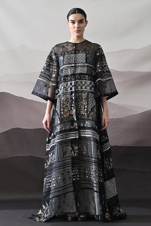 Black Kaftan With Artisanal Embroidery