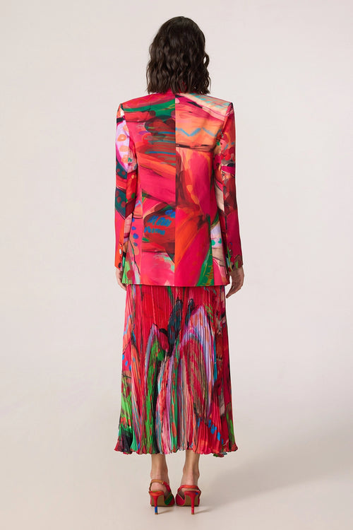 Pink Multi Zavi Blouse with Zora Skirt and Rebekkah Blazer