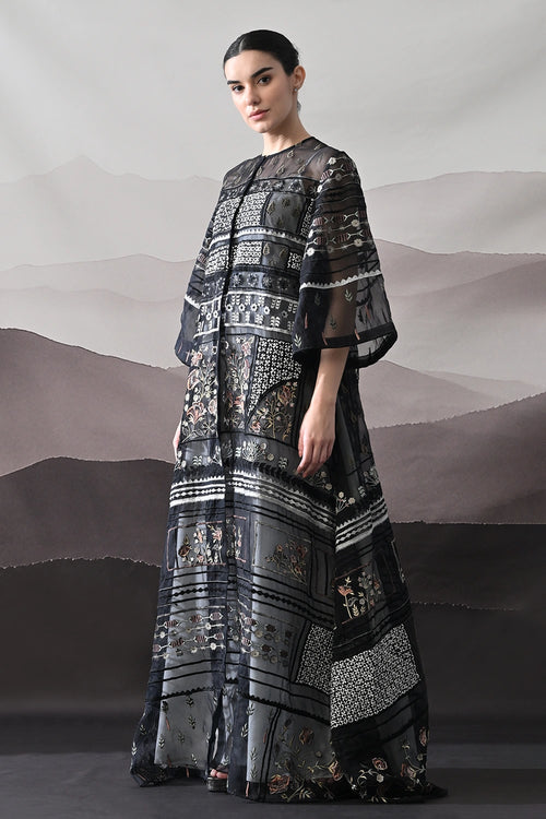 Black Kaftan With Artisanal Embroidery