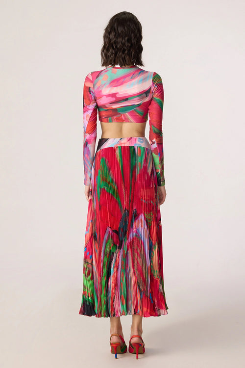 Pink Multi Zavi Blouse with Zora Skirt