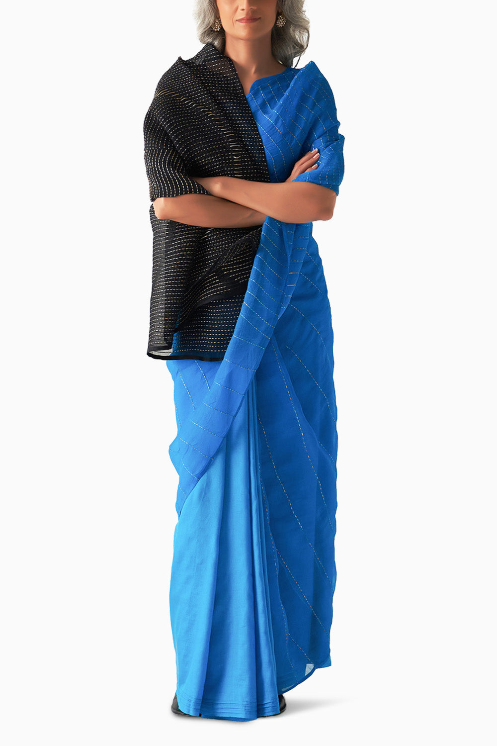 Methyl Blue Black Native Metal Saree