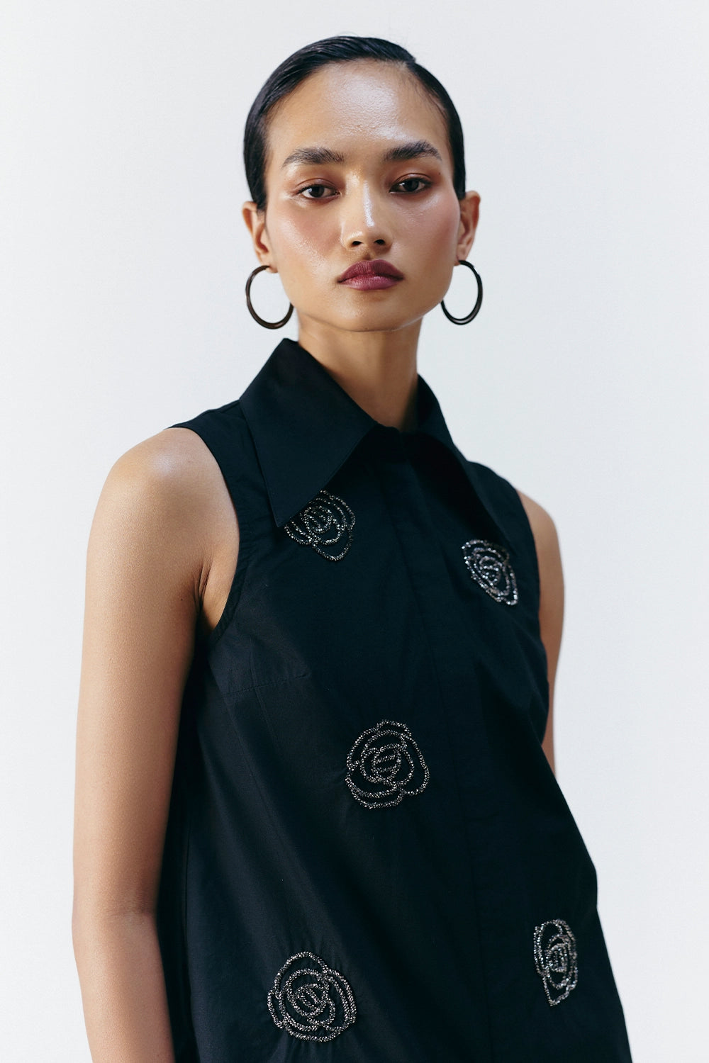Black Floral Embellished Shirt