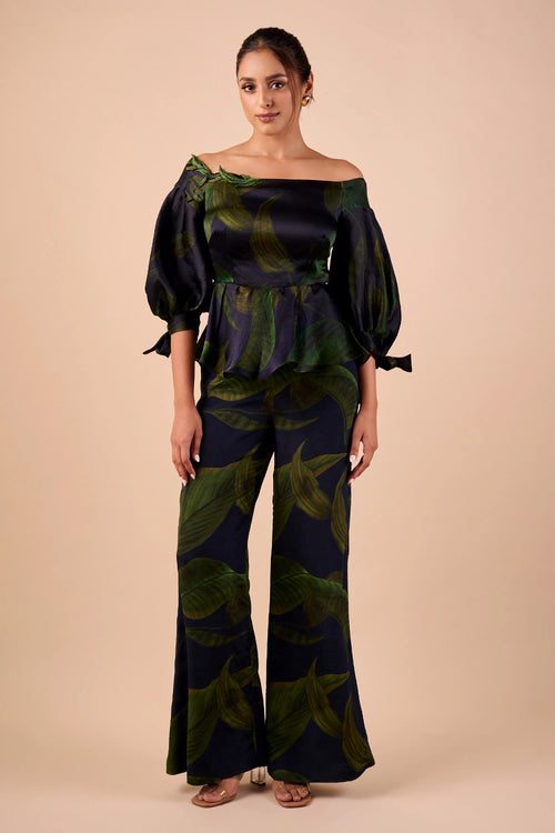 Dark Hue Leaf Co-ord Set