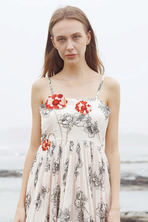 Red Blossom on Noir Dress