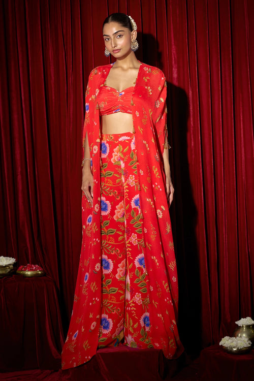 Anaya Ruby Red Cape Set