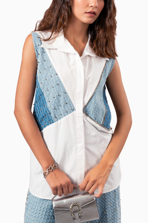 Cotton 3 Panel Denim Shirt