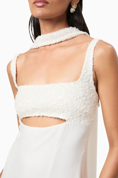 Ivory Elise Embellished Cutout Gown