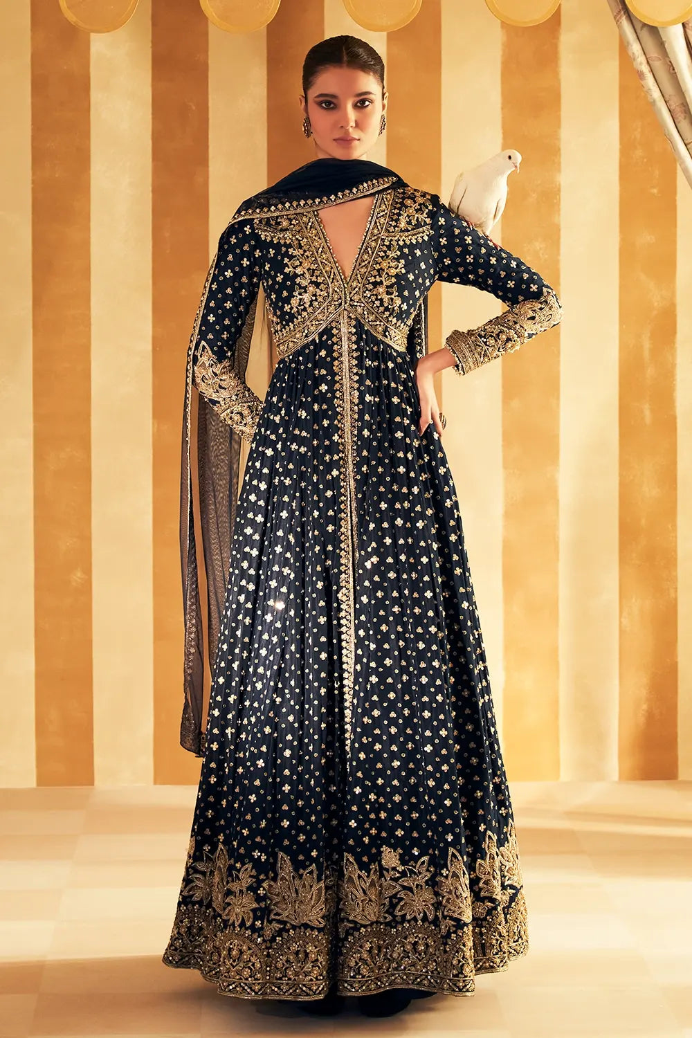 Ibtida Navy Heavy Anarkali Set