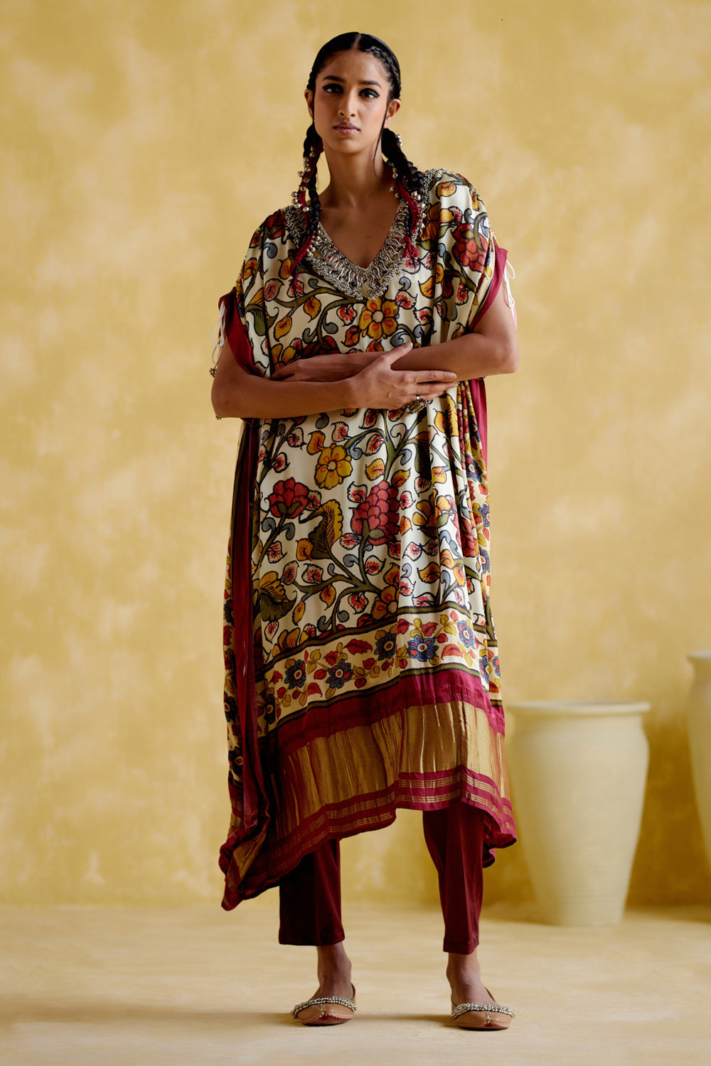 Selene Maroon Digital Print Kaftan