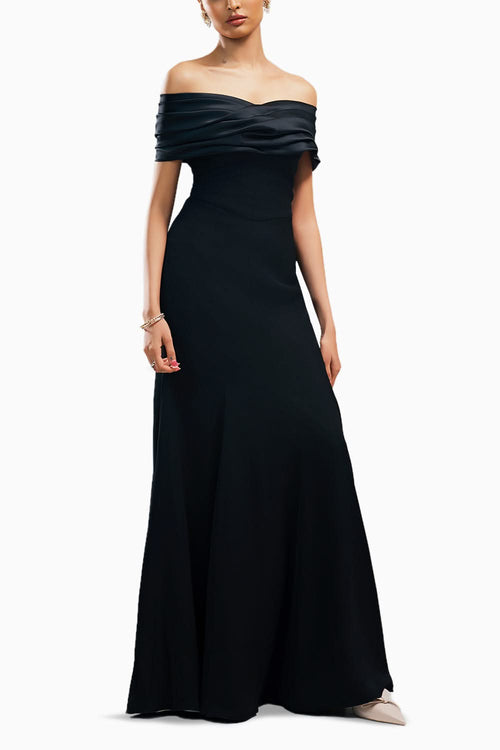 Diana Pleated Off Shoulder Fishtail Dress