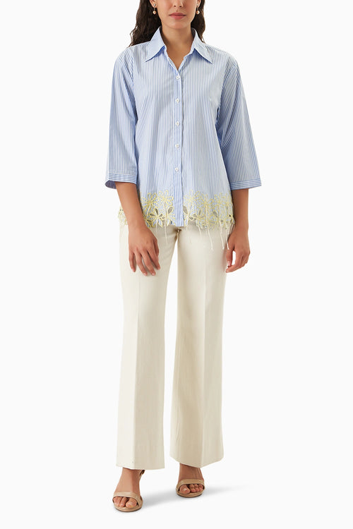 Blue-White Stripe Garden Shirt