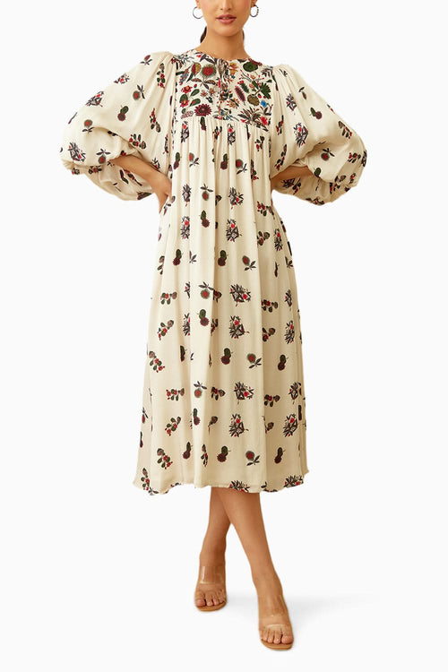 Ivory Kohinoor Buta Print Dress