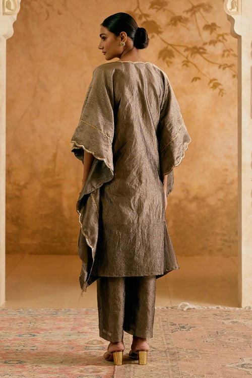 Black Crush Tissue Kaftan With Pants