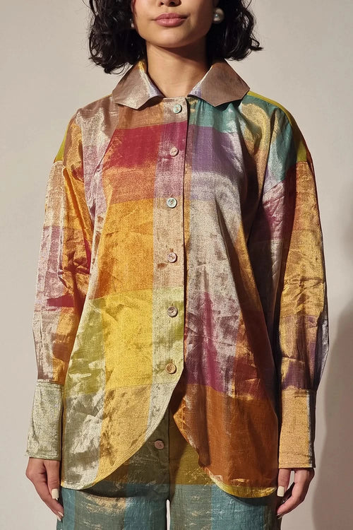 Metallic Illusion Single Panel Curved Shirt