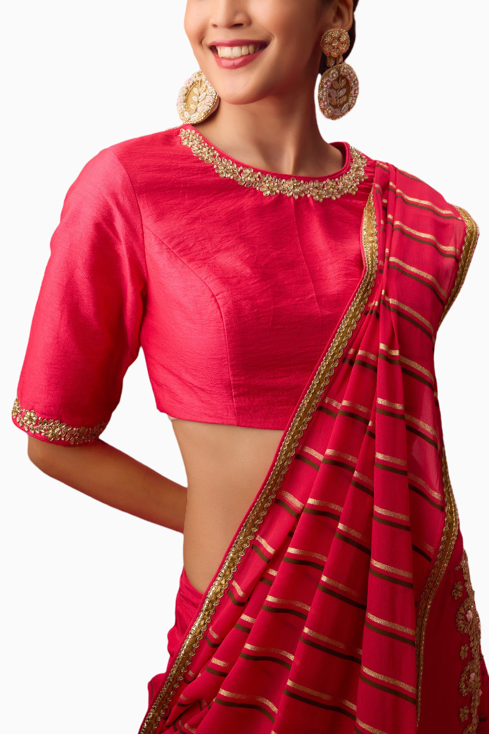 Rani Pink Double Layered Lehenga Set