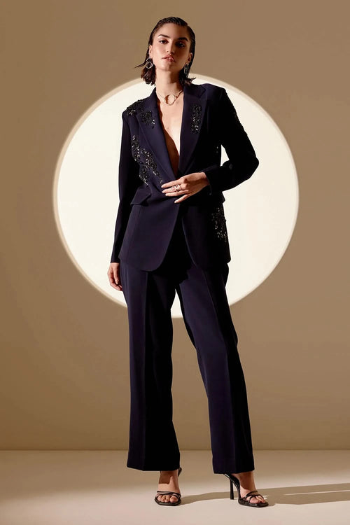 Navy Blue Celestial Embroidered Set