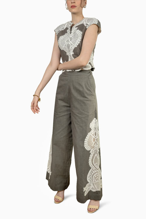 Grey Soft Denim Grey White Co-ord Set