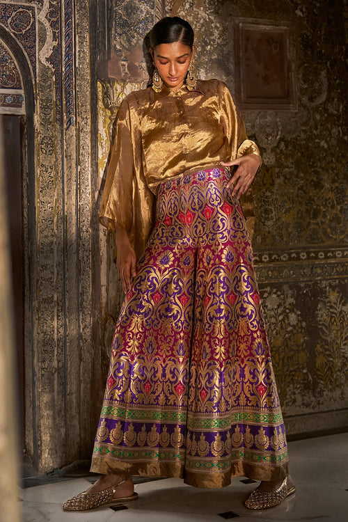 Benares Silk Tissue Kimono Sleeve Shirt