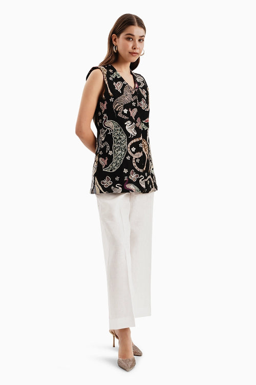 Black Animal Jacquard Jacket with Cube Outline
