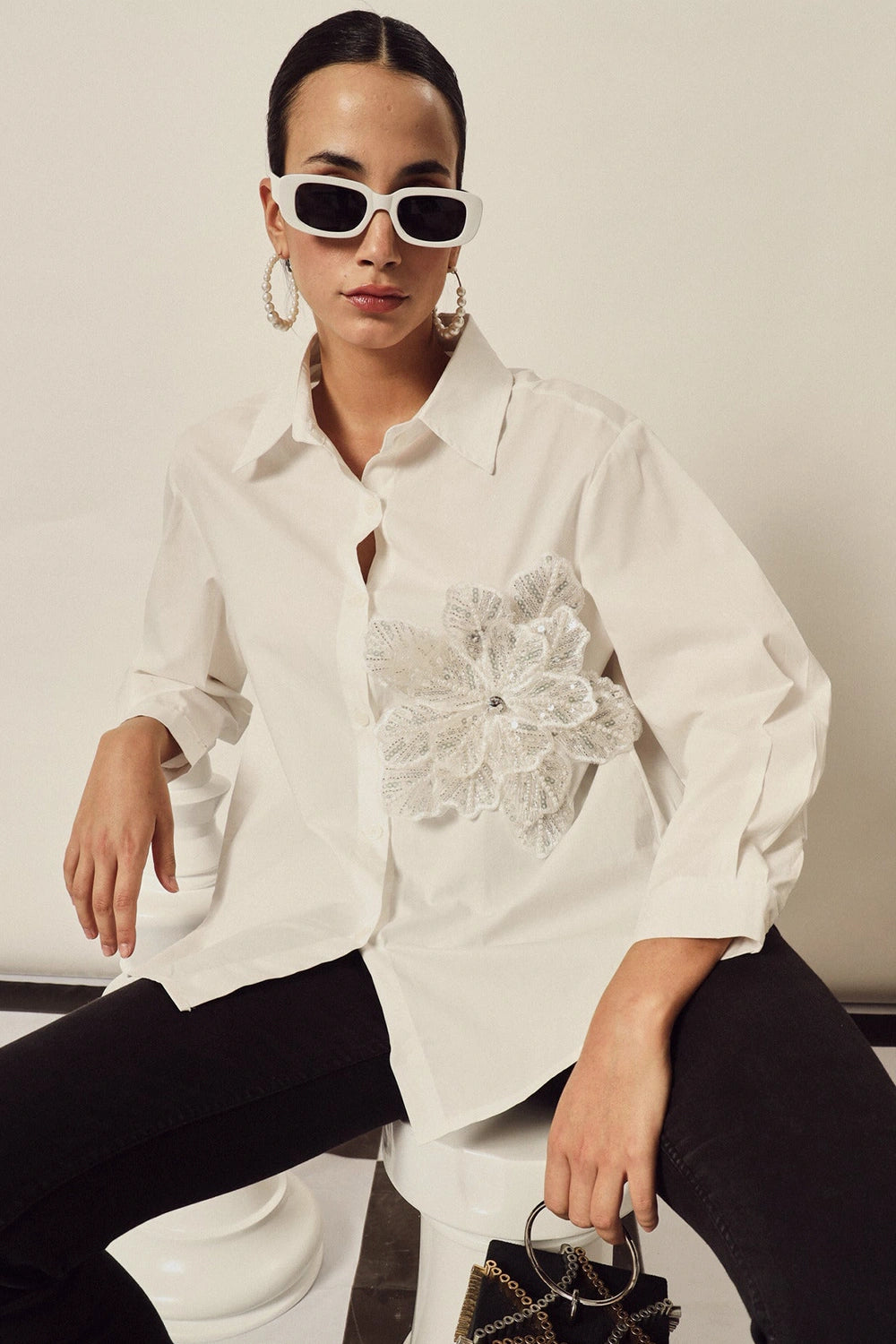 Fallon White Embroidered Shirt