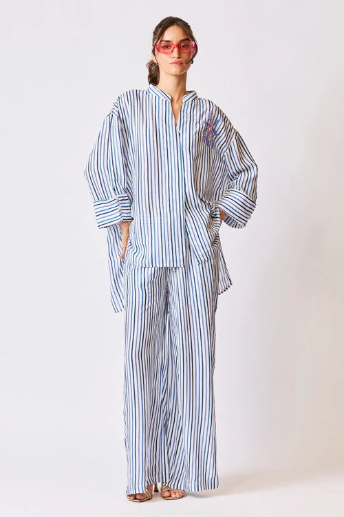 Seaside Blossom Embroidered Shirt