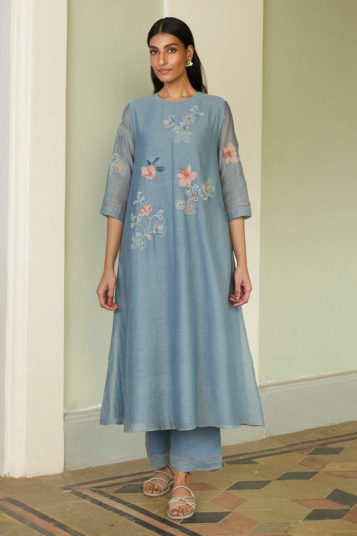 Mist Blue Applique Co-ord Set