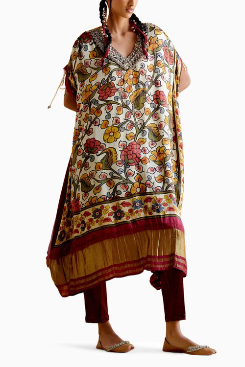 Selene Maroon Digital Print Kaftan