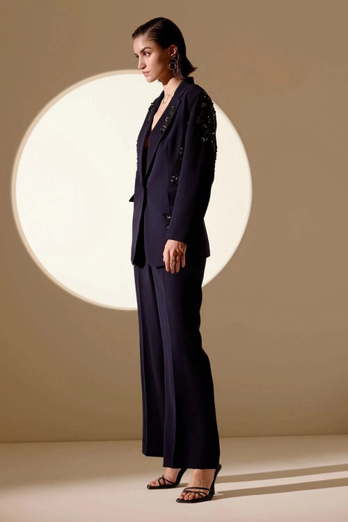 Navy Blue Celestial Embroidered Set