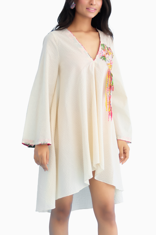 Cream Hi-Low A-Line Dress
