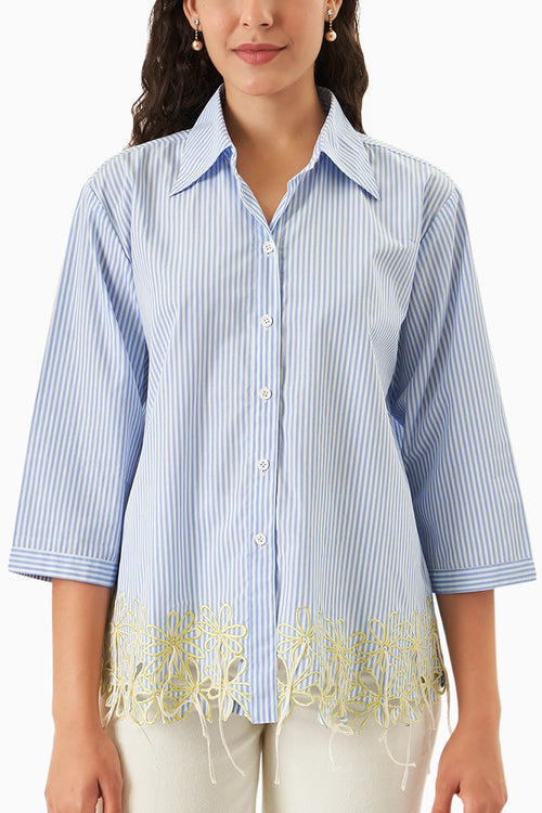 Blue-White Stripe Garden Shirt