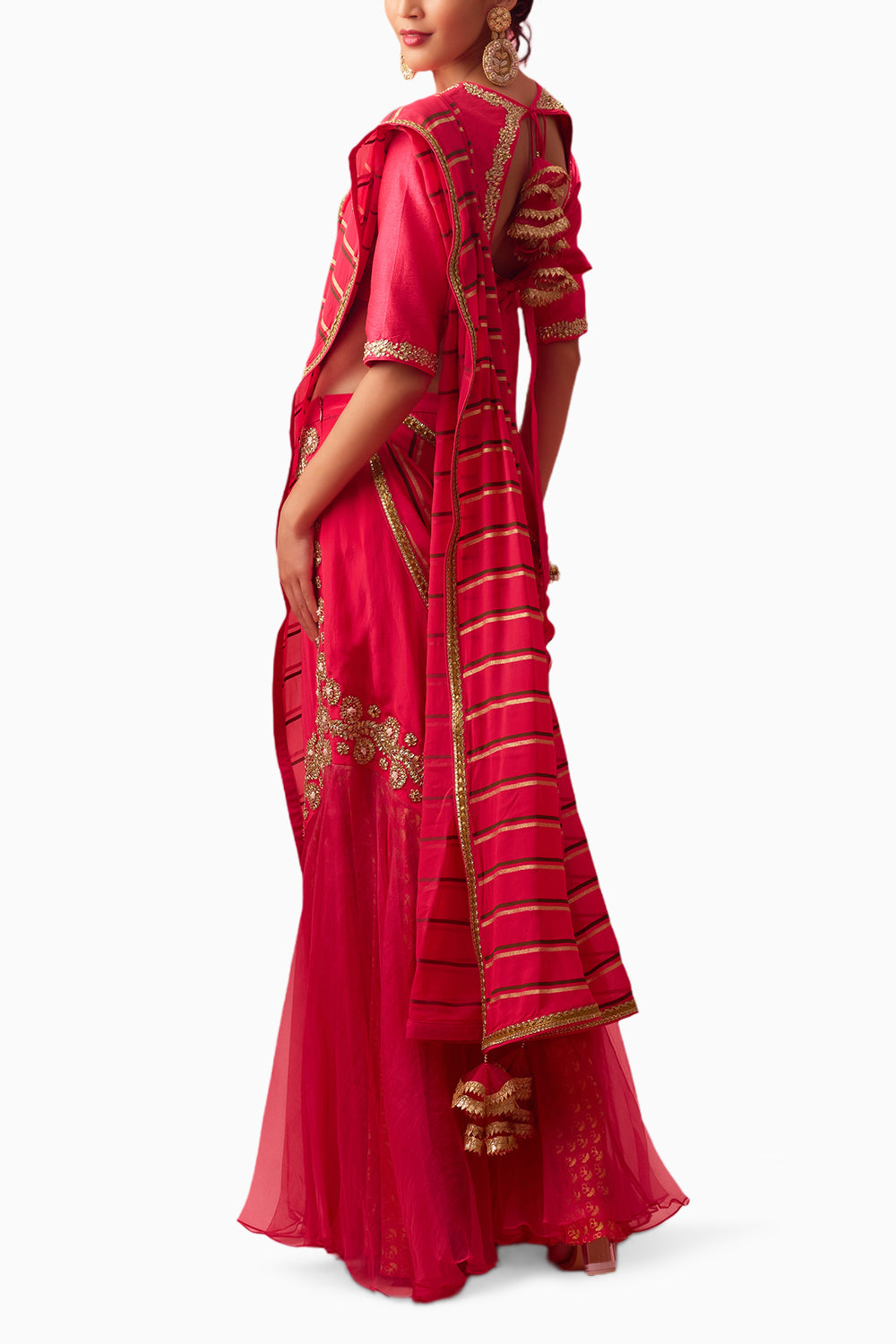 Rani Pink Double Layered Lehenga Set