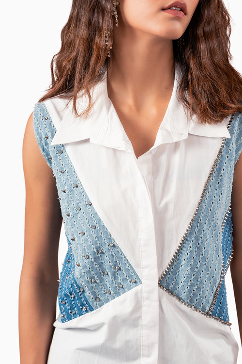 Cotton 3 Panel Denim Shirt