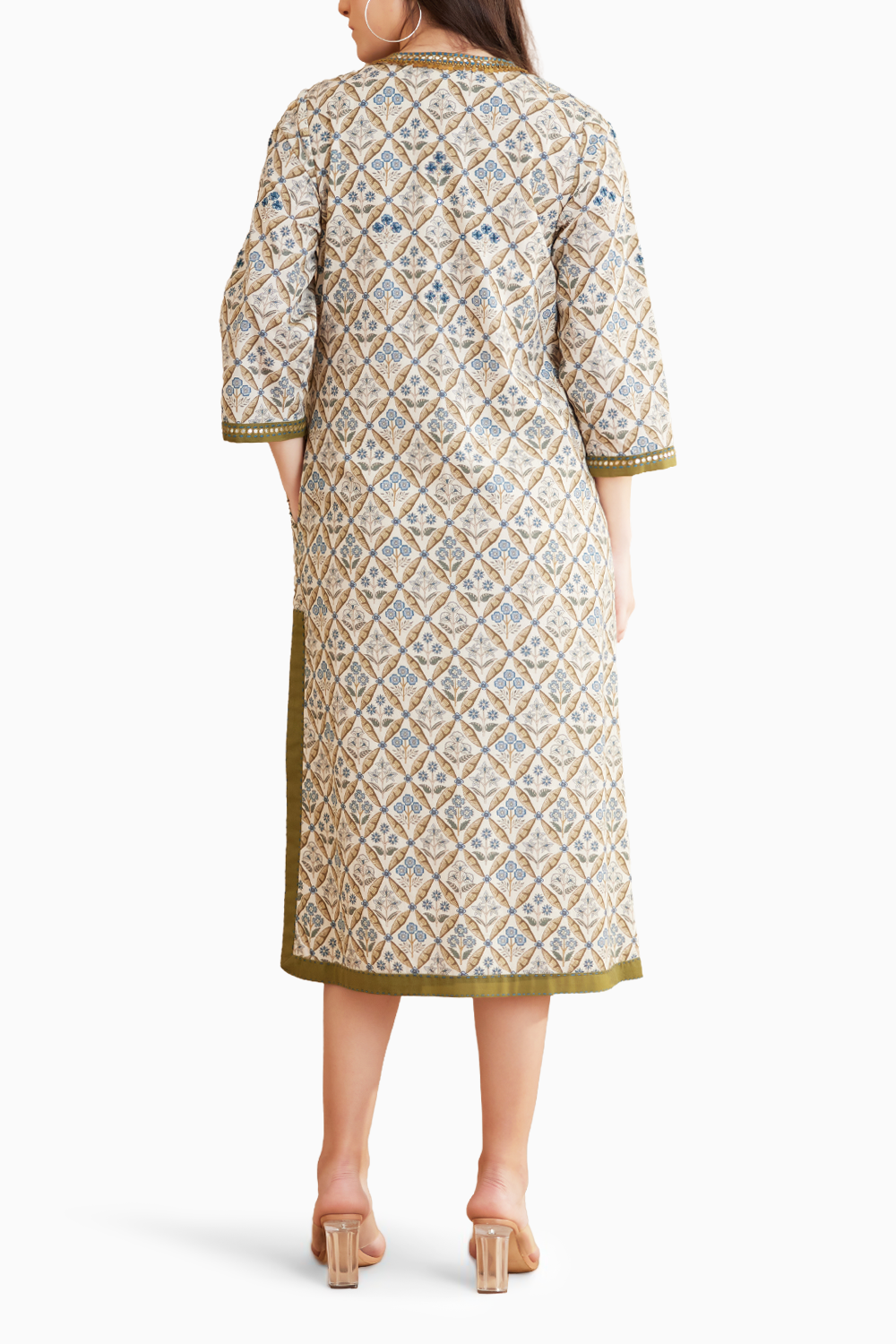 Blue Bespoke Hand Embroidered Tunic Dress