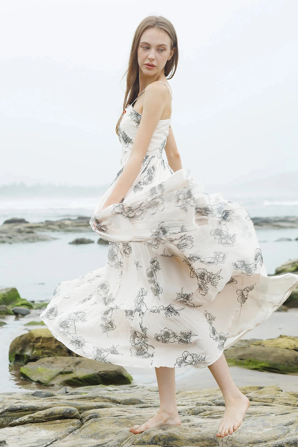 Red Blossom on Noir Dress