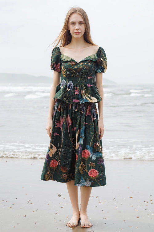 Green Forest Crump Skirt Top Set