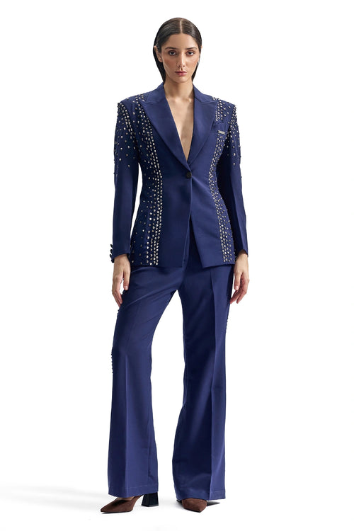 Stud-Armour Tailored Navy Suit