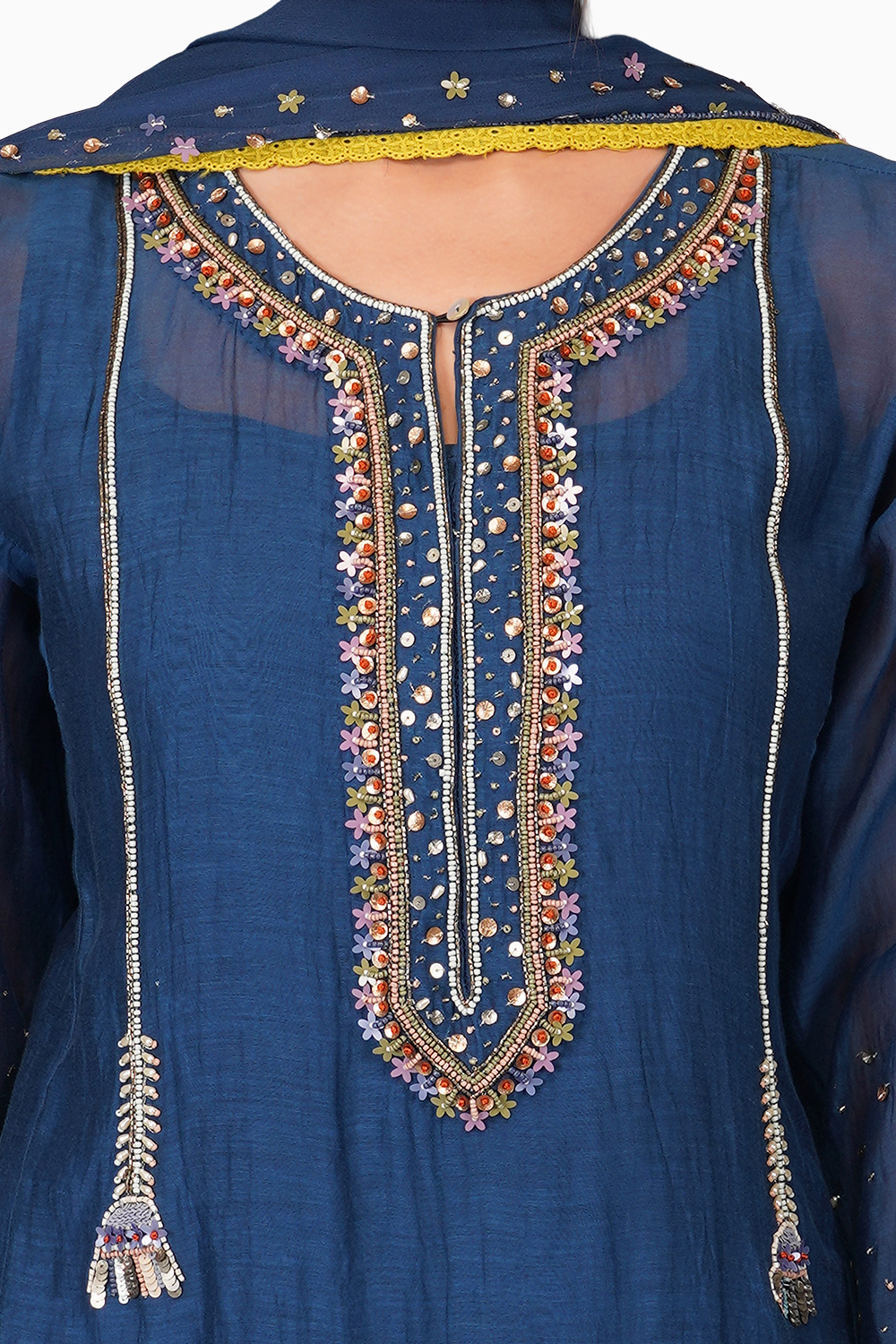 Sequin Flower Egyptian Blue Kurta Set