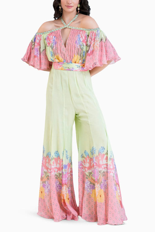 Meridian Printed Flared Jumpsuit