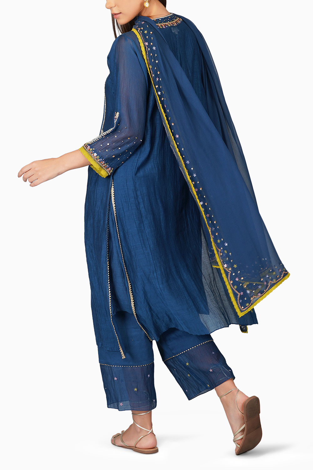 Sequin Flower Egyptian Blue Kurta Set