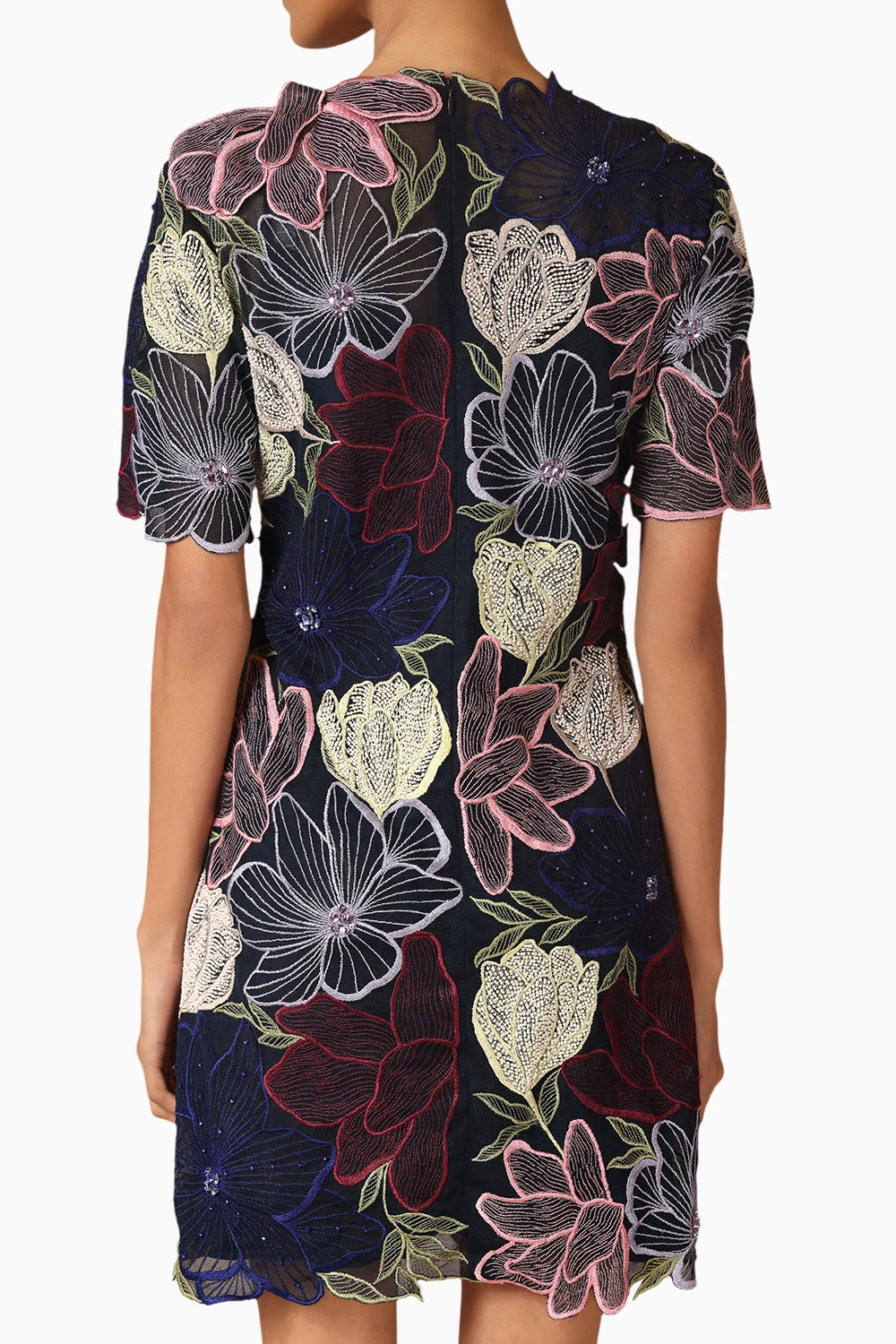 Dark Multi Floral Bodycon Dress With Slip