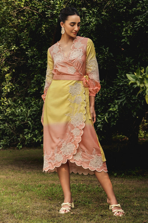 Ombre Wrap Midi Dress