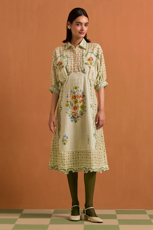 Ivory Verdant Kimono Dress