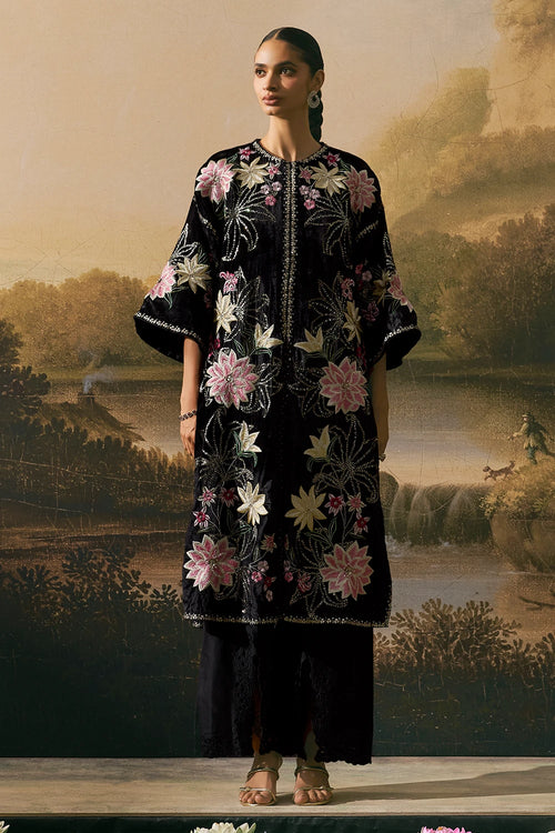 Black Metallic Floral Embellished Jacket