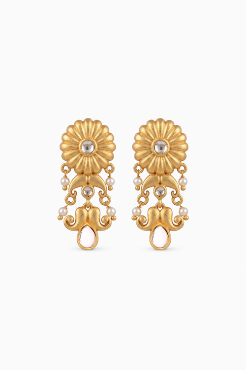 Padma Noor Earrings with Mirror Polki